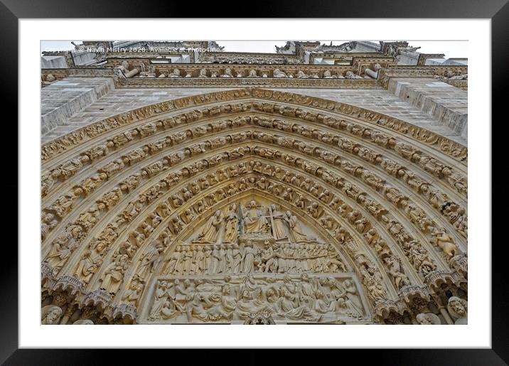 The Ornate carved door way of Notre Dame Cathedral, Paris,  Framed Mounted Print by Navin Mistry