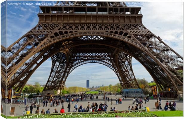 The base of the Eiffel Tower, Paris, France Canvas Print by Navin Mistry