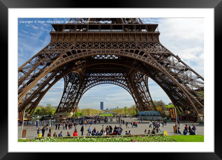 The base of the Eiffel Tower, Paris, France Framed Mounted Print by Navin Mistry