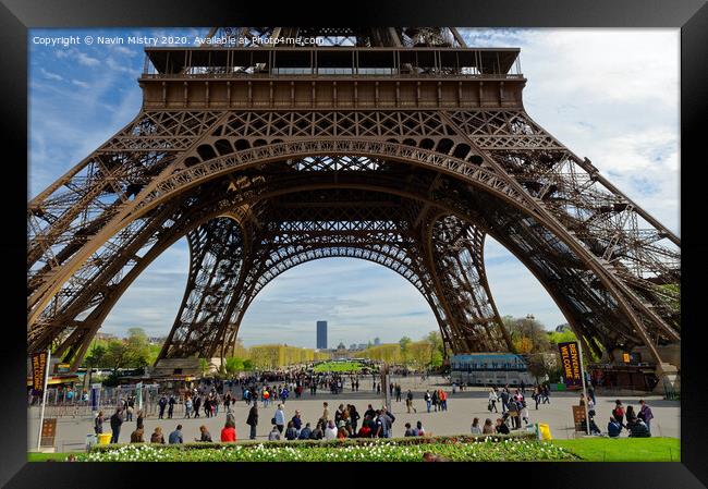 The base of the Eiffel Tower, Paris, France Framed Print by Navin Mistry
