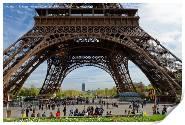 The base of the Eiffel Tower, Paris, France Print by Navin Mistry