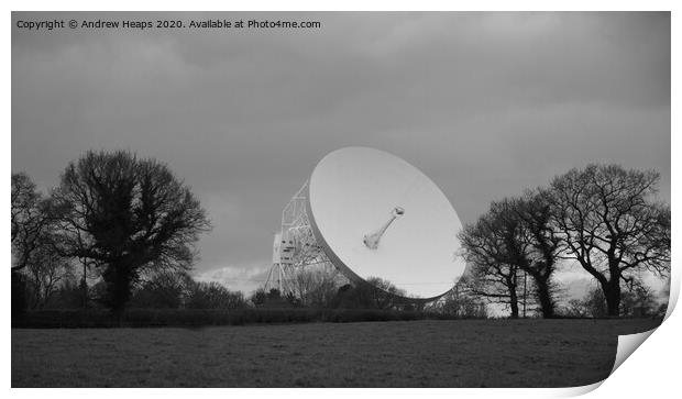 Jodrell Bank Observatory.  Print by Andrew Heaps