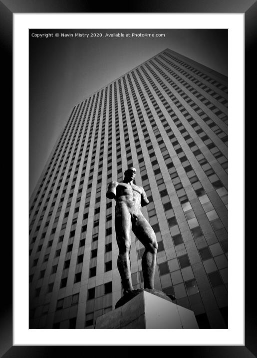 Colosse  - a bronze sculpture by Igor Mitoraj. La Defense, Paris, France Framed Mounted Print by Navin Mistry