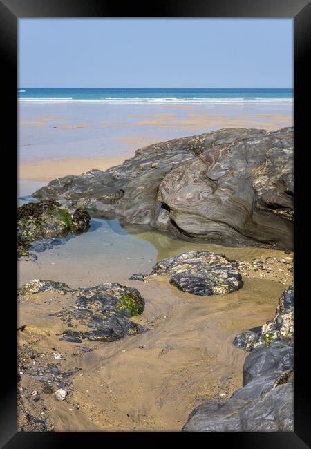 Rock pool on Towan beach  Framed Print by Tony Twyman