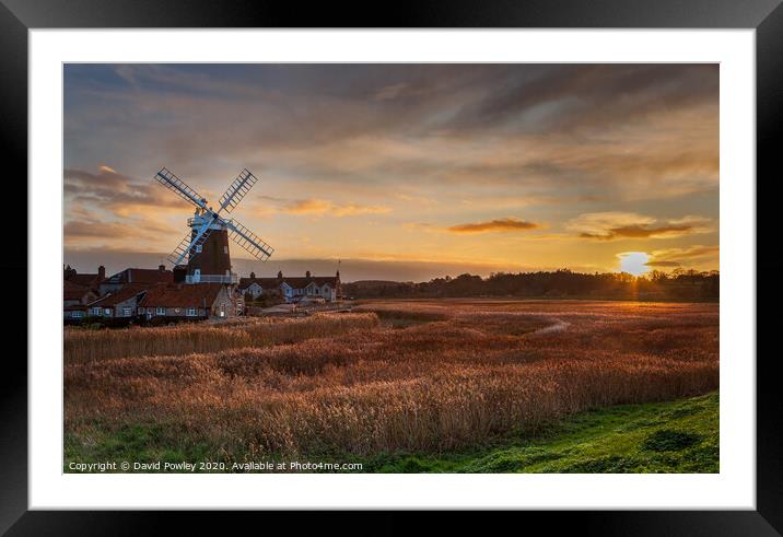 Winter Sunset at Cley Mill Framed Mounted Print by David Powley