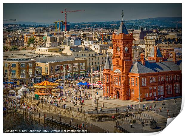 Cardiff Bay from above Print by Kev Robertson