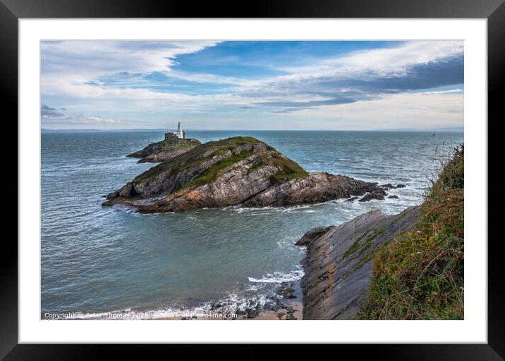 The Mumbles Lighthouse Framed Mounted Print by Peter Thomas