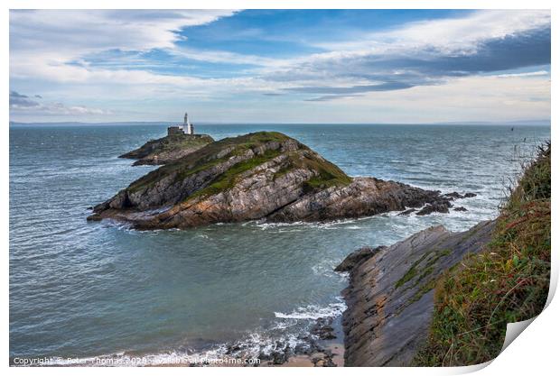 The Mumbles Lighthouse Print by Peter Thomas