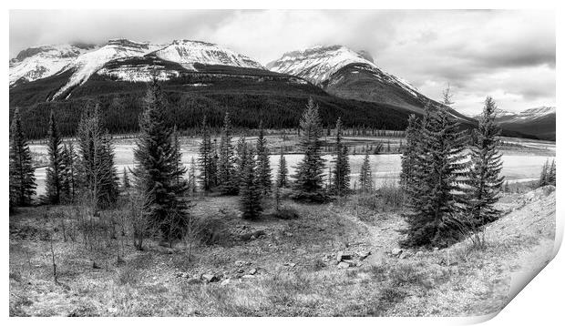 Along the Icefields Parkway bw Print by Belinda Greb