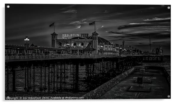 Brighton Pier at night Acrylic by Kev Robertson