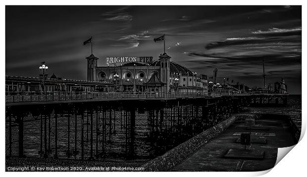 Brighton Pier at night Print by Kev Robertson