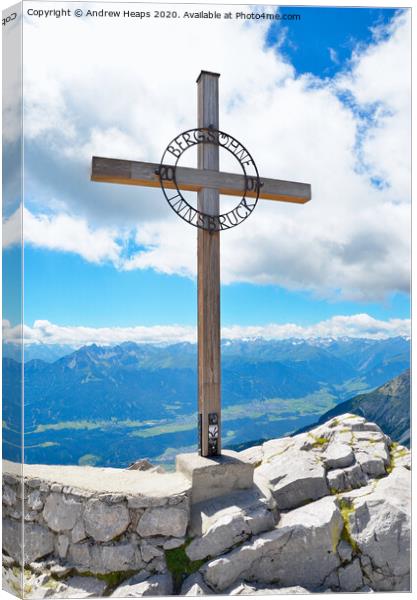 Cross on Mt Hafelekarspitze, Innsbruck, Tyrol, Austria, Europe Canvas Print by Andrew Heaps