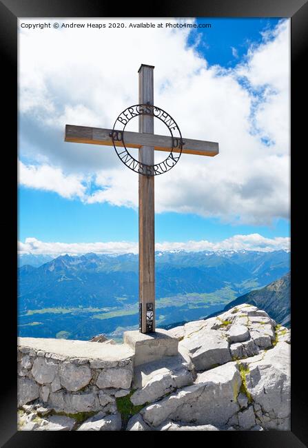 Cross on Mt Hafelekarspitze, Innsbruck, Tyrol, Austria, Europe Framed Print by Andrew Heaps