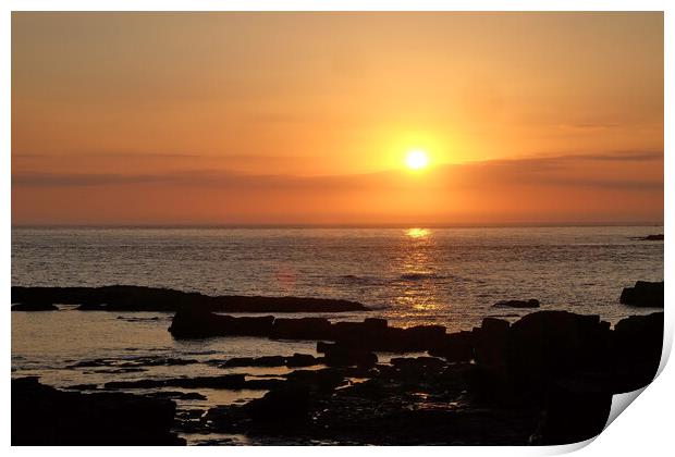 Golden sunset at Godrevy, Hayle beach, Cornwall, E Print by Rika Hodgson