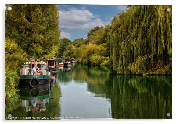 Serenity on the Kennet and Avon Canal Acrylic by Simon Marlow