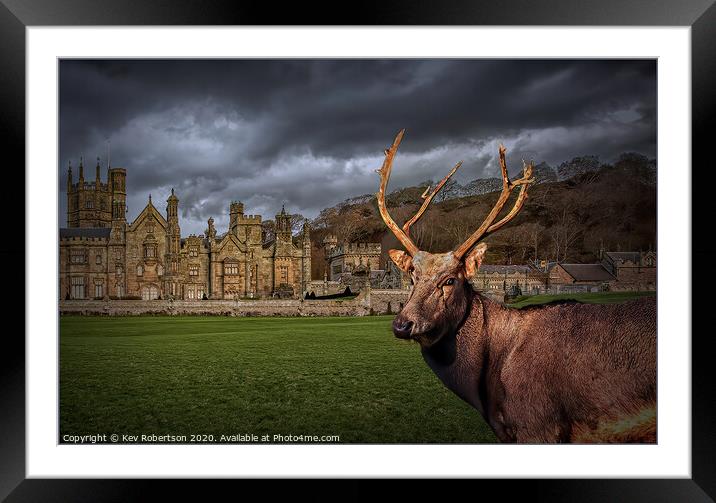 Margam Park Stag Framed Mounted Print by Kev Robertson