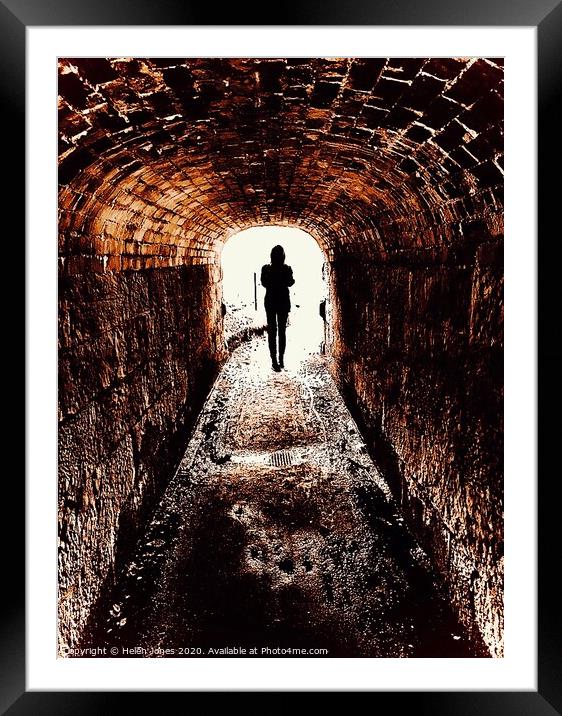 Silhouette at the end of the tunnel Framed Mounted Print by Helen Jones