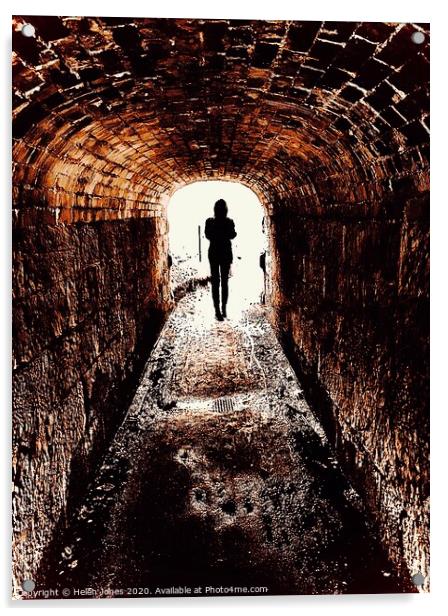 Silhouette at the end of the tunnel Acrylic by Helen Jones