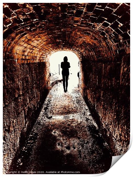 Silhouette at the end of the tunnel Print by Helen Jones