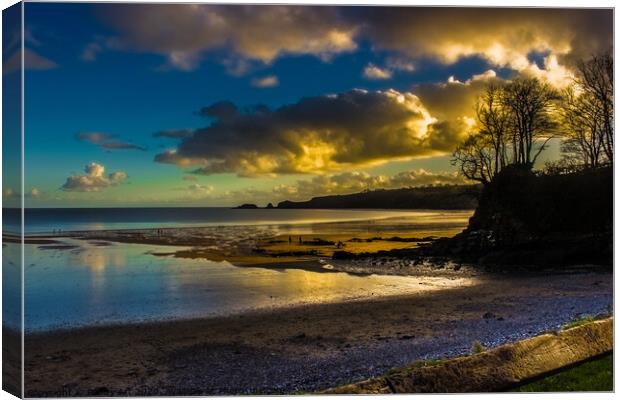 Evening Over Monkstone Point from Coppet Hall Beach. Canvas Print by Paddy Art