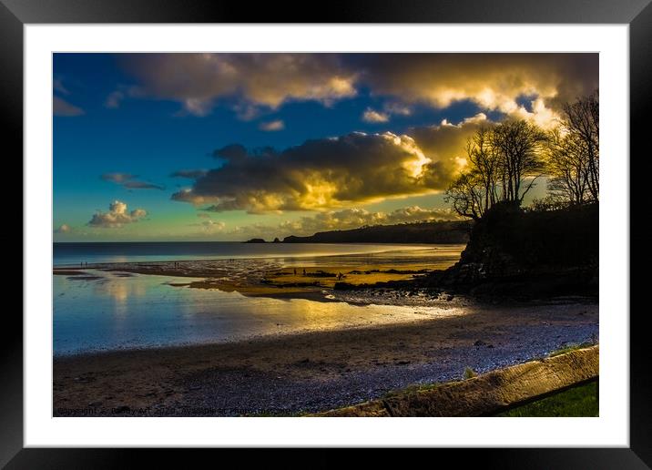Evening Over Monkstone Point from Coppet Hall Beach. Framed Mounted Print by Paddy Art