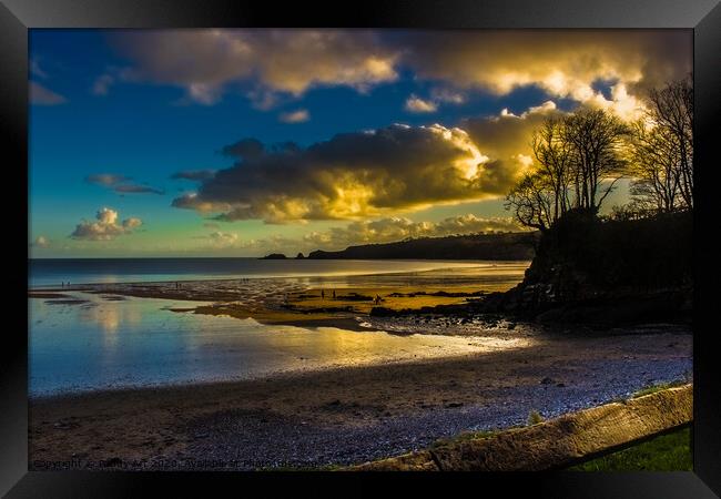 Evening Over Monkstone Point from Coppet Hall Beach. Framed Print by Paddy Art