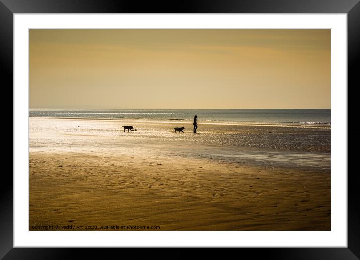 Morning Dog Walking - Amroth Framed Mounted Print by Paddy Art