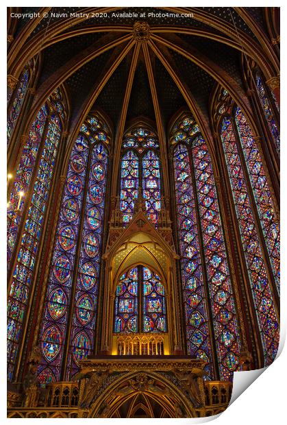 Interior of Sainte-Chapelle, Paris, France Print by Navin Mistry