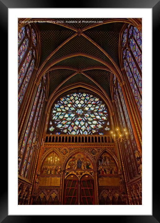 Detail of the interior of Sainte-Chapelle, Paris, France Framed Mounted Print by Navin Mistry