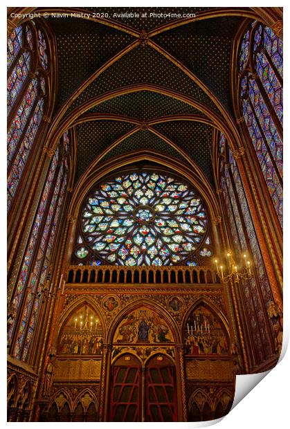 Detail of the interior of Sainte-Chapelle, Paris, France Print by Navin Mistry