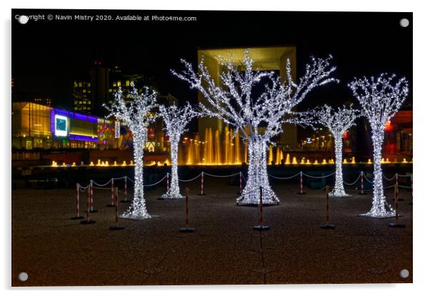 Christmas Illuminations, La Défense , Paris, France Acrylic by Navin Mistry