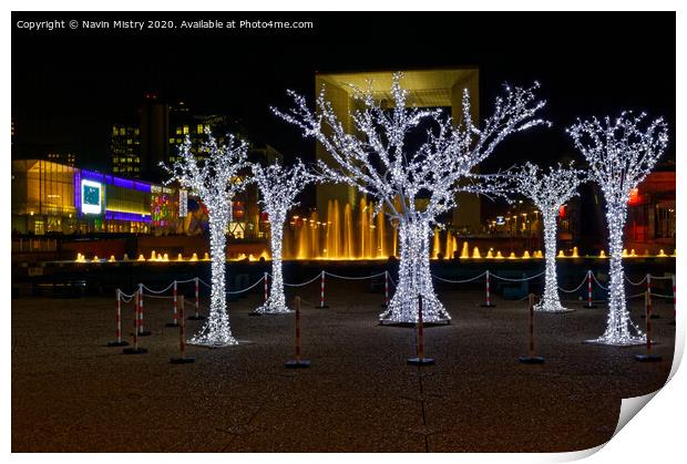 Christmas Illuminations, La Défense , Paris, France Print by Navin Mistry