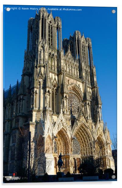 Cathédrale Notre-Dame de Reims, France Acrylic by Navin Mistry