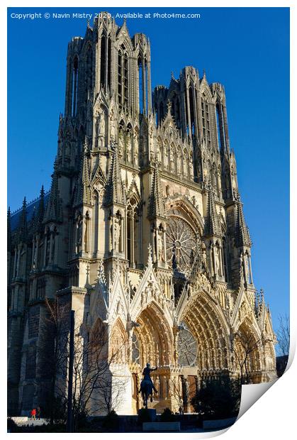 Cathédrale Notre-Dame de Reims, France Print by Navin Mistry