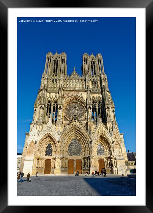 Cathédrale Notre-Dame de Reims, France Framed Mounted Print by Navin Mistry