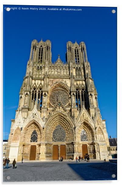 Cathédrale Notre-Dame de Reims, France Acrylic by Navin Mistry
