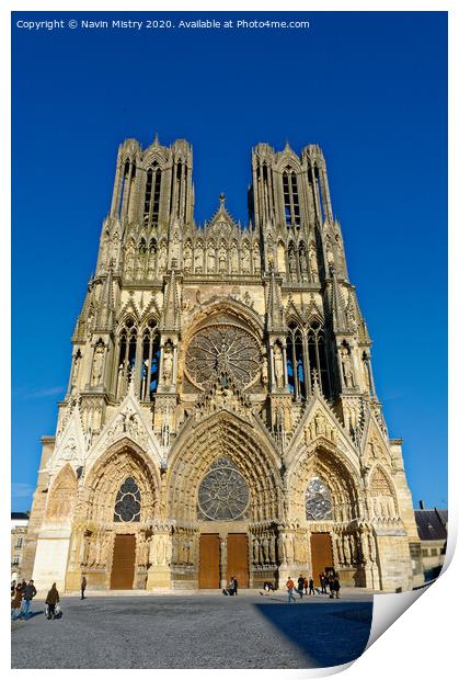 Cathédrale Notre-Dame de Reims, France Print by Navin Mistry