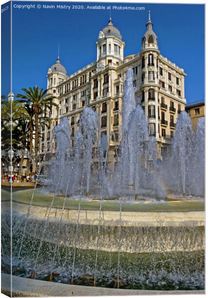 A Fountain in front of the Casa Carbonell , Alicante, Spain Canvas Print by Navin Mistry