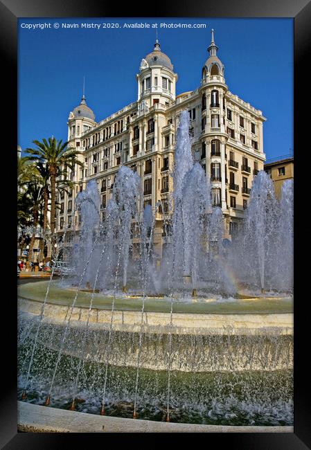 A Fountain in front of the Casa Carbonell , Alicante, Spain Framed Print by Navin Mistry