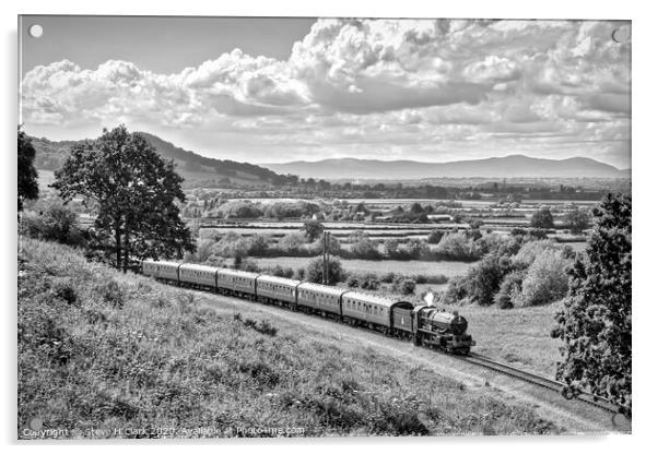 King Edward II and the Malverns - Black and White Acrylic by Steve H Clark