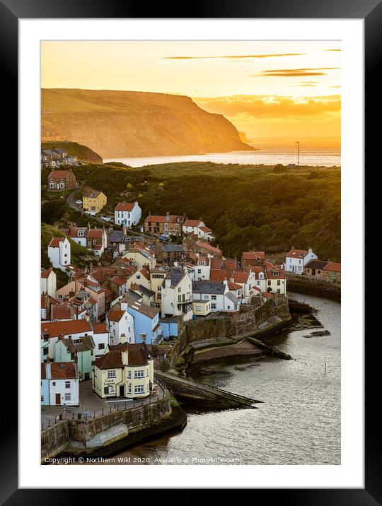 Staithes Village sunset Framed Mounted Print by Northern Wild