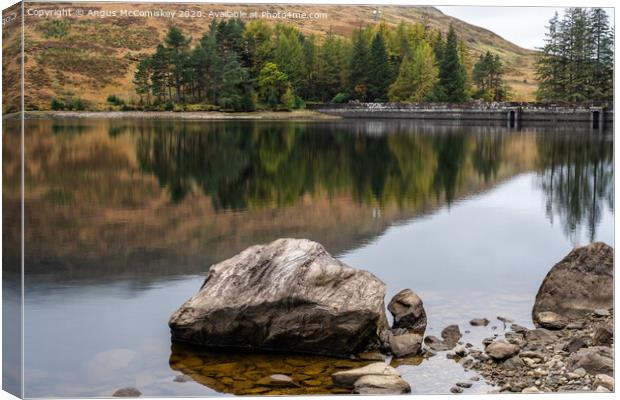 Loch Arklet reflections Canvas Print by Angus McComiskey