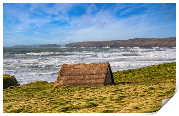 Freshwater West Seaweed Drying Hut, Pembrokeshire. Print by Colin Allen