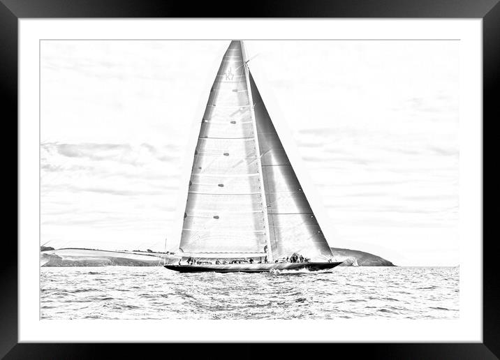 Superyacht J Class Framed Mounted Print by Mary Fletcher
