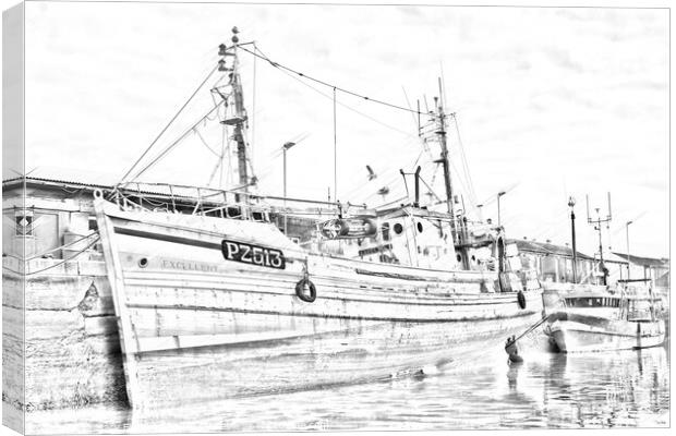 Penzance Fishing Boat Canvas Print by Mary Fletcher