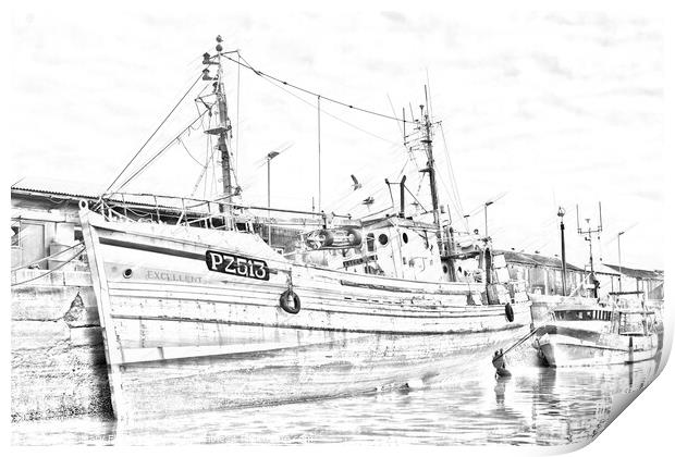 Penzance Fishing Boat Print by Mary Fletcher