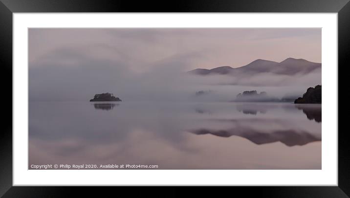 Lake District Mist - St Herberts Island & Skiddaw Framed Mounted Print by Philip Royal