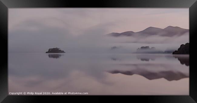 Lake District Mist - St Herberts Island & Skiddaw Framed Print by Philip Royal