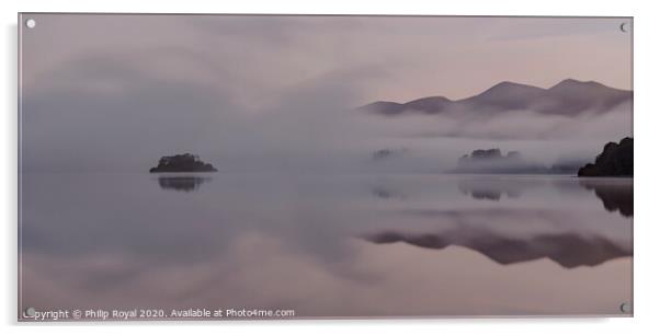 Lake District Mist - St Herberts Island & Skiddaw Acrylic by Philip Royal