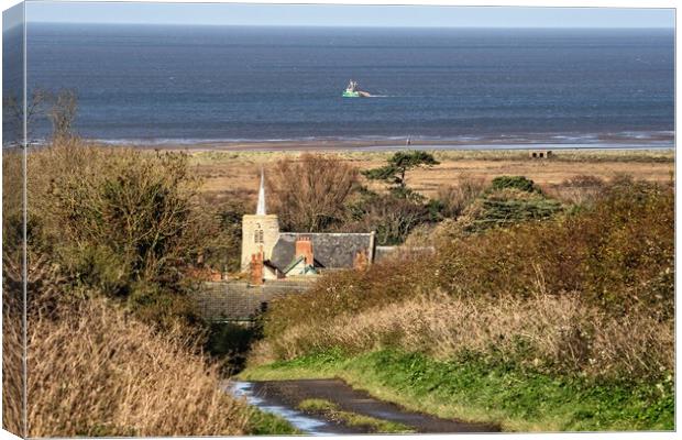 Looking out to sea over St Mary’s Church Canvas Print by Gary Pearson